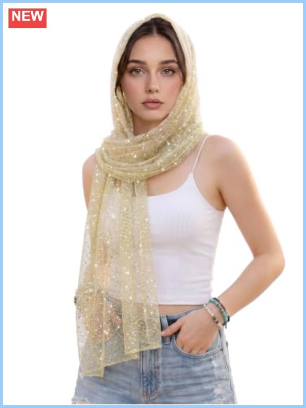 Sequin Mesh Shawl Wrap Sparkly Evening Scarf One Size